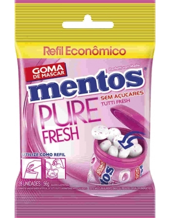 MENTOS GARRAFA PURE FRESH REFIL TUTTI FRUTTI 56G DP 48 UNID