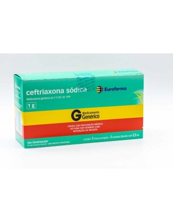 CEFTRIAXONA 1G 5 FA + 5 AMP DIL 3,5ML - EFG