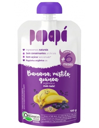 PAPINHA PAPAPA ORGANICA BANANA MIRTILO E QUINOA 12X100G