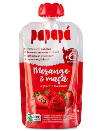 PAPINHA PAPAPA ORGANICA MORANGO E MAÇA 12X100G