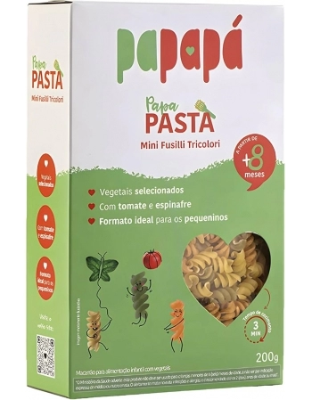 MACARRAO INFANTIL MINI FUSILLI TRICOLORI COM VEGETAIS PAPAPA 12X200G